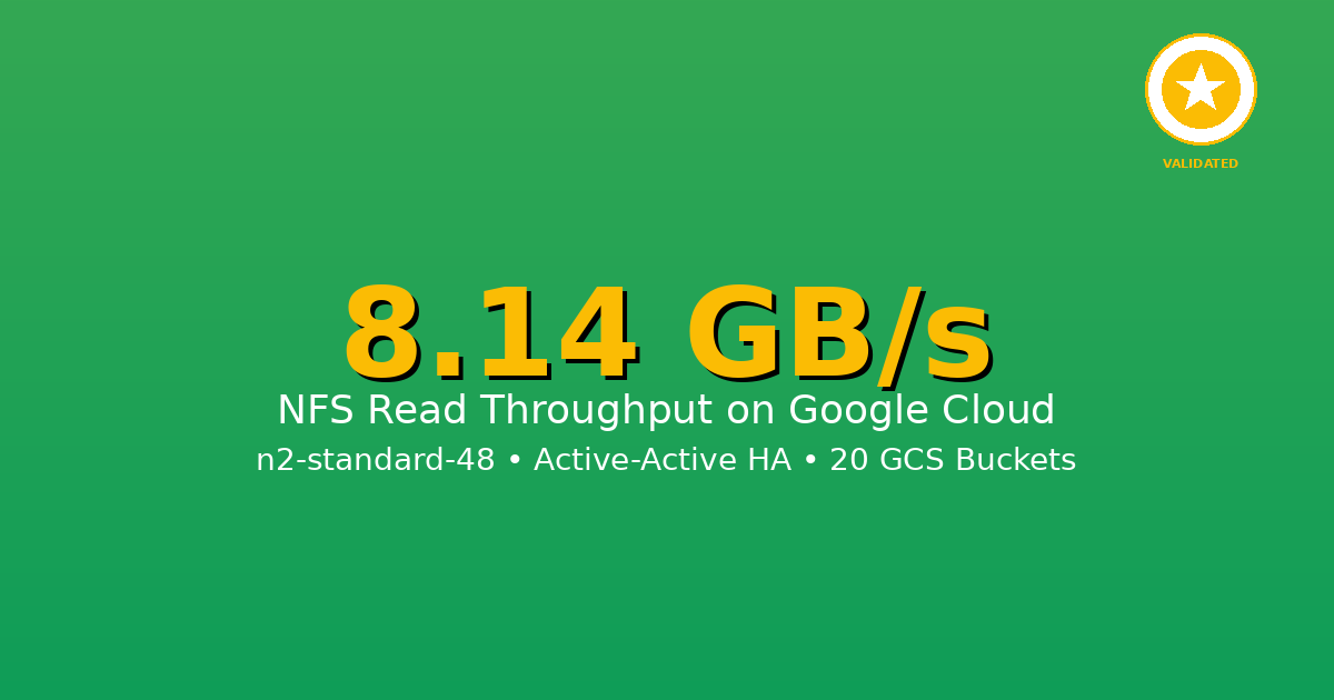 MayaNAS on GCP: 8.14 GB/s NFS Read Throughput - Validated Performance